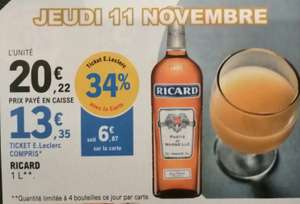 Bouteille de Ricard - 1 L (Via 6.87€ sur la carte fidélité) - Aubenas (07)