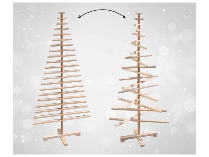 Sapin de Noël en bois - Hauteur : env. 1 m, Largeur : max. 48 cm, 21 branches rotatives