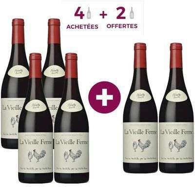 Lot de 6 bouteilles de vin rouge La Vieille Ferme 2019 Ventoux - Vallée du Rhône (75cl)