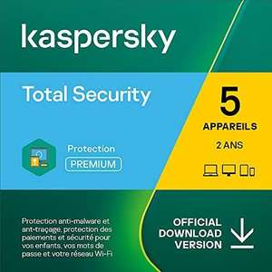 Logiciel anti-virus Kaspersky Total Security 2022 - 2 ans, 5 appareils (Dématérialisé)