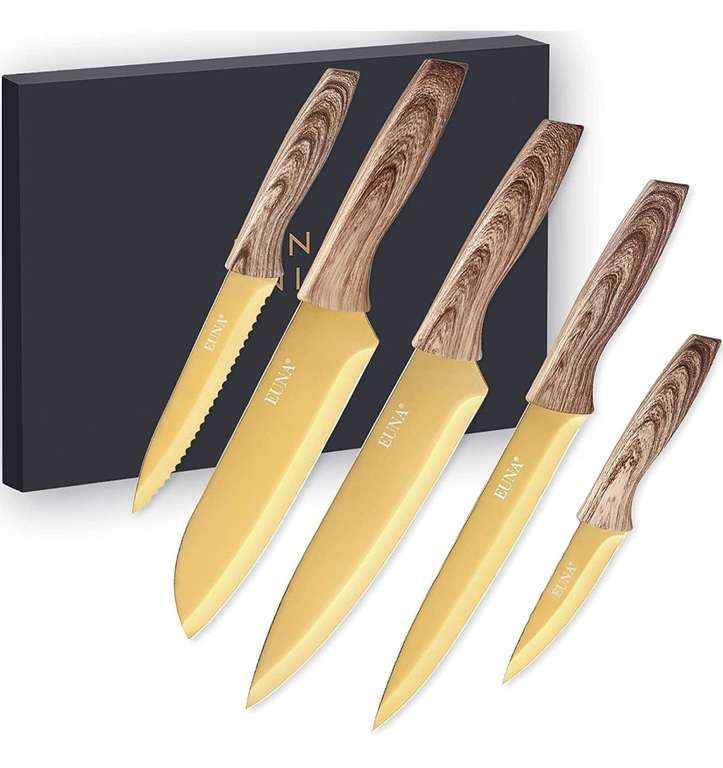 Lot de 5 couteaux Euna avec étui - jaune (vendeur tiers)