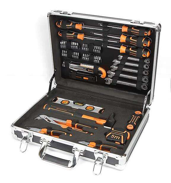 Mallette à outils Magnusson - 66 pièces (clés, tournevis, pinces, marteau, niveau, cutter...)