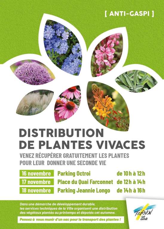 Distribution gratuite de plantes vivaces - Tournon-sur-Rhône (07)