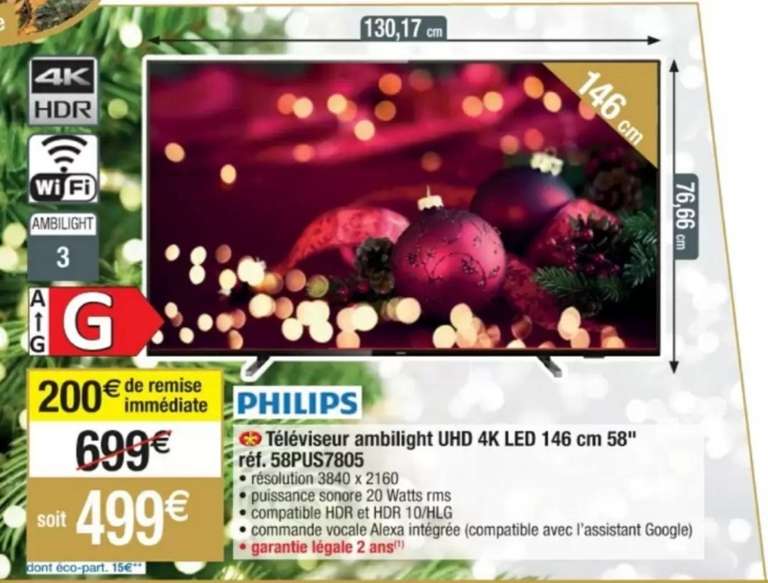 TV 58" Philips 58PUS7805 - LED, 4K UHD, HDR 10+, Dolby Vision, Ambilight, Smart TV