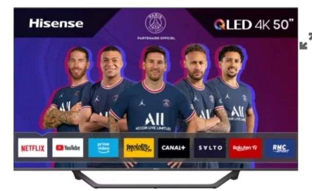 TV QLED 50" Hisense A7GQ 2021, 4K UHD - 50Hz, Dolby Vision, Dolby Atmos, HDMI 2.1 (50€ via ODR)