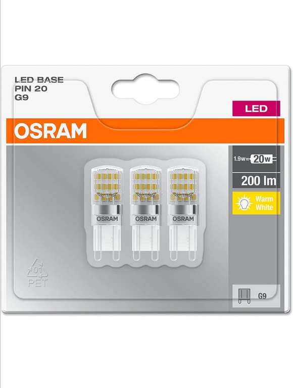 Lot de 3 ampoules LED G9 Osram 20W 2700K