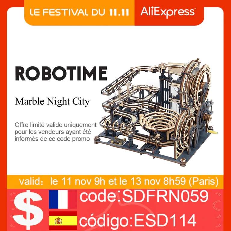 Kit de blocs de construction Robotime Marble night city en bois - 294 pièces