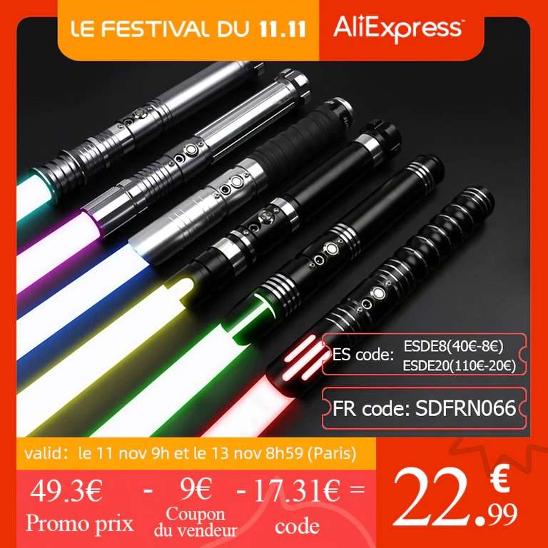 Jouet sabre laser Cieltan Force FX FOC Blaster TS013 - 12 couleurs RVB + 10 sons (entrepôt ES)