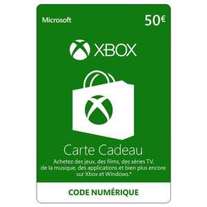Carte cadeau Xbox de 50€ (Dématérialisée)