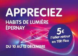 Billets de train A/R TER Fluo Épernay <=> Reims (51) - du 10 au 12 décembre