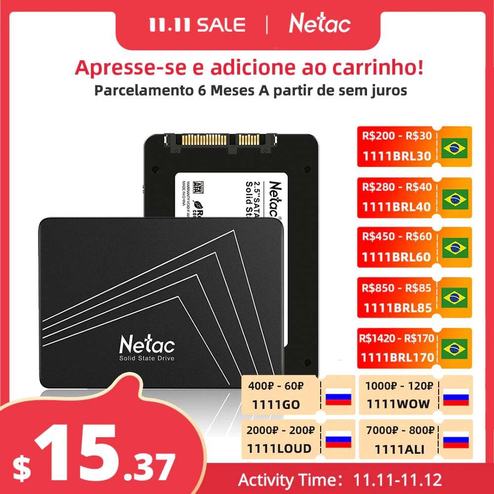SSD interne 2.5" Netac SATA III - 1 To (69.34€ via 11AE11)