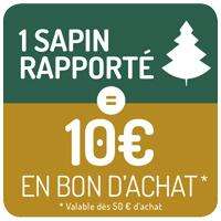 1 Sapin Botanic rapporté = Bon d'achat de 10€ offert (utilisable dès dès 50€ d'achat)