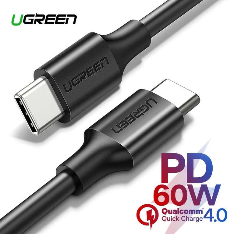 Sélection de câbles USB-C UGreen en promotion - 0,5m, 60W, Quick Charge 4.0, Power Delivery 480mbps (via coupon)