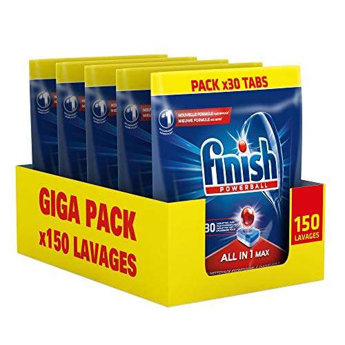 Lot de 5 Paquets de 30 pastilles lave-vaisselles Finish Powerball All in One Max - 150 pastilles (5x30)