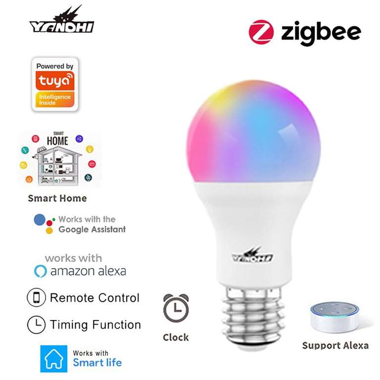Lot de 5 ampoules connectées oobest E27 - Compatible zigbee, Google Home, Alexia, Tuya, Smartlife et Jeedom/abeille