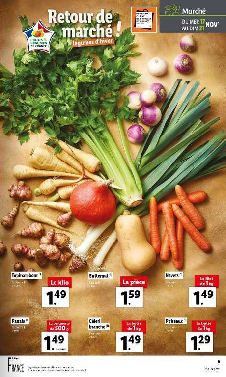 Sélection de Légumes de saison à 1.49€/kg