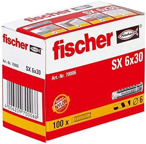 Boîte de 100 Chevilles nylon Fisher - SX 6 × 30 mm