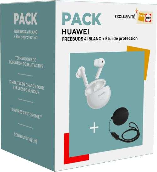 Pack Ecouteurs sans-fil Huawei FreeBuds 4i (blanc) + étui de protection (noir)