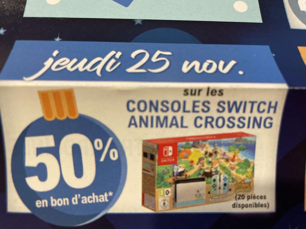 50% offerts en bon d'achat sur les Consoles Nintendo Switch V2 Animal Crossing (Erstein 67)