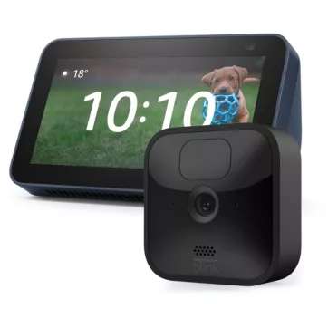 Caméra de surveillance sans-fil Blink Outdoor + Assistant vocal Amazon Écho Show 5 (2e génération)