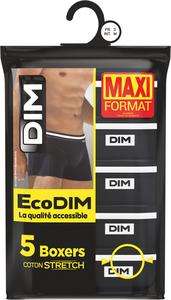 Lot de 5 boxers Dim EcoDim - en coton stretch, différents coloris (tailles 3 à 7)