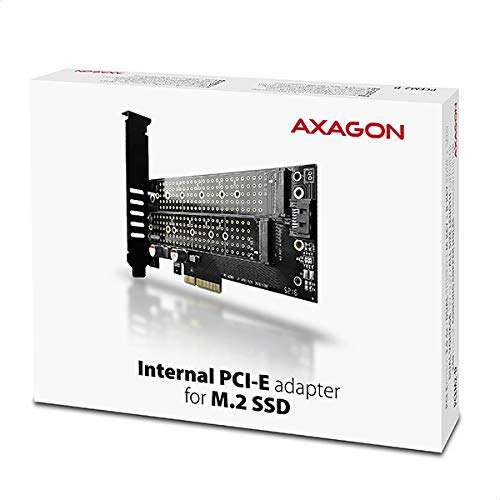 Adaptateur PCI x4 vers 2 slot compatible NVMe/M.2 Sata/NGFF Axagon