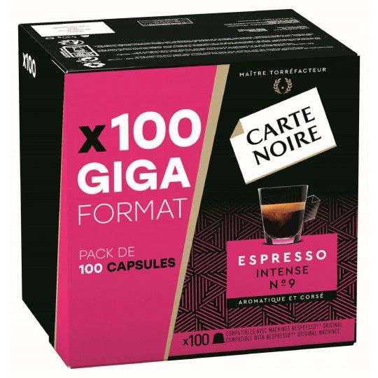 Boîte de 100 capsules de café Carte Noire compatibles Nespresso Original (différentes variétés au choix)