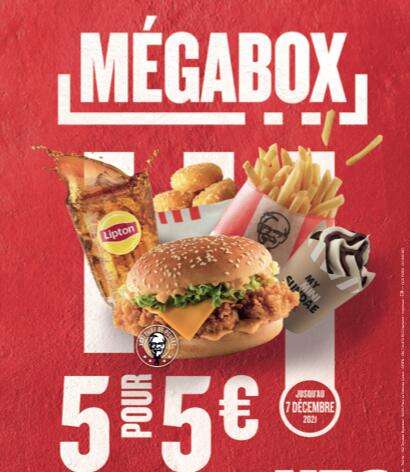 Megabox à 5€ : 1boisson 40cl + 3 croustiraclette + frite normal + dk cheese + un mini sunday ou minicookie