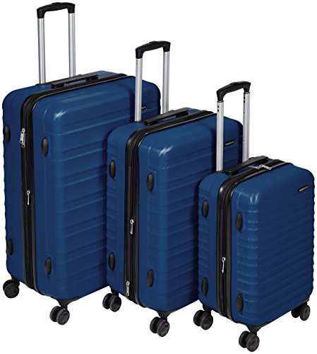 Lot de 3 valises de voyage à roulettes pivotantes Amazon Basics - Bleu