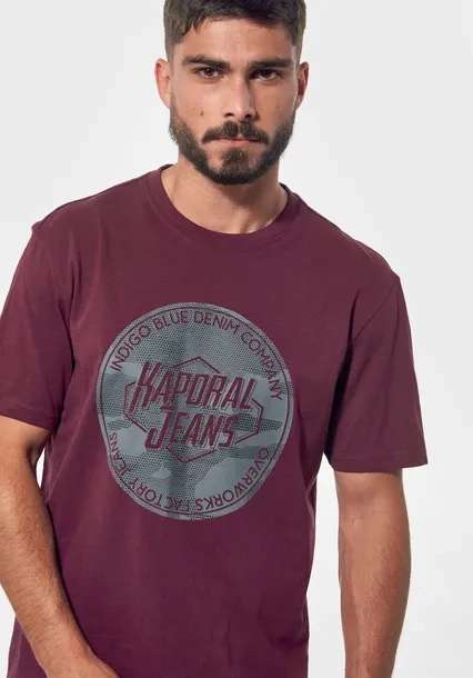 Sélection d'articles Kaporal en promotion - Ex : T-shirt régular bordeaux Homme imprimé en 100% coton biologique