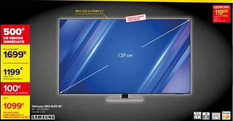 TV 55" Samsung Neo QLED QE55QN85A - 4K UHD, QLED, Smart TV (via ODR de 100€)
