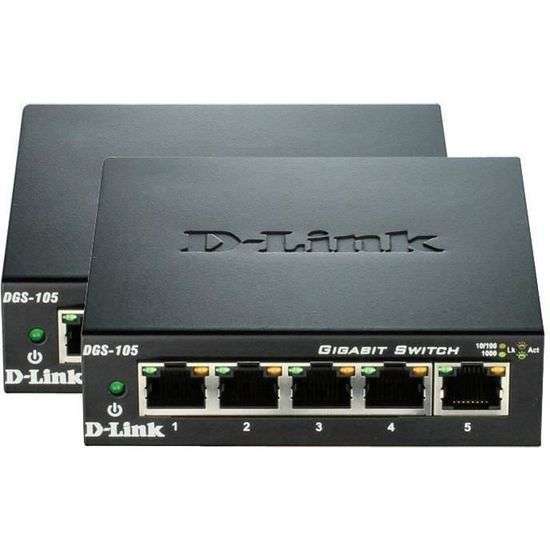 Pack de 2 switchs D-Link DGS105 - 5 ports Gigabits