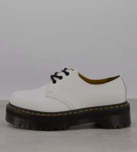 Chaussures à plateforme avec 3 paires d'œillets Dr Martens 1461 - Blanc