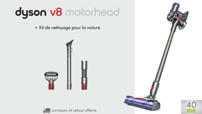 Aspirateur balai Dyson V8 Motorhead + Kit de nettoyage pour voiture