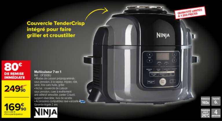 Multicuiseur 7-en-1 Ninja Foodi OP300EU - 6 L, 1460W