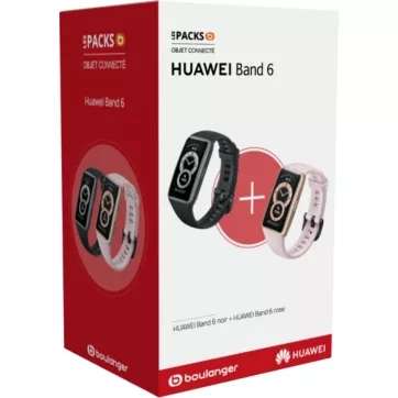 Lot de 2 bracelets connectés Huawei Band 6 - Noir + Rose (+ 2.50€ en Rakuten Points) - Boulanger