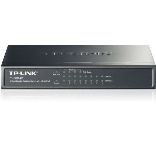 TP-Link Switch PoE (TL-SG1008P V4) 8 ports Gigabit, 4 ports PoE+, 64W pour tous les ports PoE, Boitier Métal