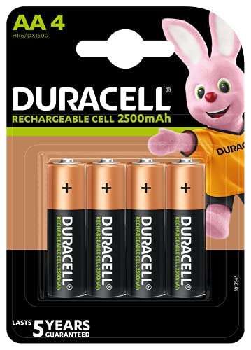 Pack 4 Piles rechargeables Duracell AA - 2500 mAh