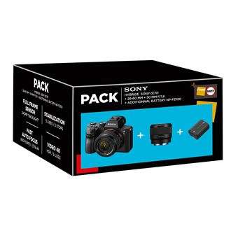 Pack Sony Alpha 7III Noir + FE 28-60mm f/4-5.6 + FE 50mm f/1,8 + Batterie supplémentaire Sony NP-FZ100