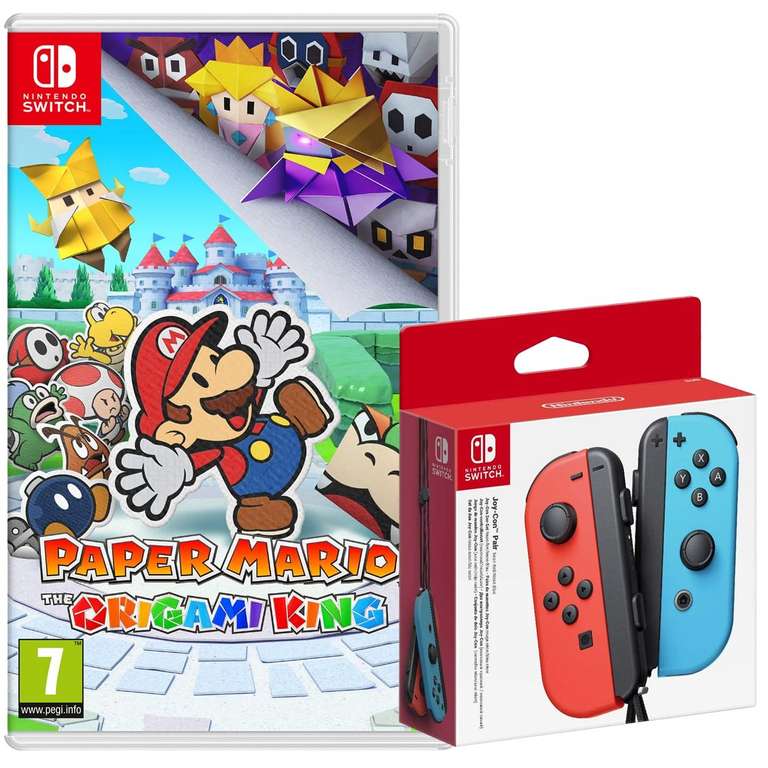 Paire de Joy-Con Bleue et Rouge + Paper Mario sur Nintendo Switch