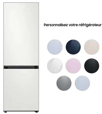 Réfrigérateur congélateur bas Samsung RB34A6B0EAP - 344L (230 + 114L) + panneaux interchangeables (Plusieurs coloris)