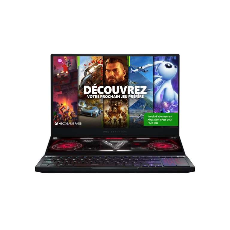 PC Portable Gaming 15.6" Asus ZEPHYRUS-DUO-GX551QR-006T - Full HD, R9-5900HX, 32 Go de RAM, 1 To de SSD, RTX 3070 + 1 mois d'abonnement XGP