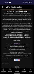 Place pour "Le Ballet de l'Opéra de Lyon" pour le 20/11/21 ou le 21/11/21 à l'Opéra de Massy (91)
