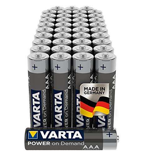 Pack de 40 piles Alcalines Varta Power On Demand Micro AAA LR03
