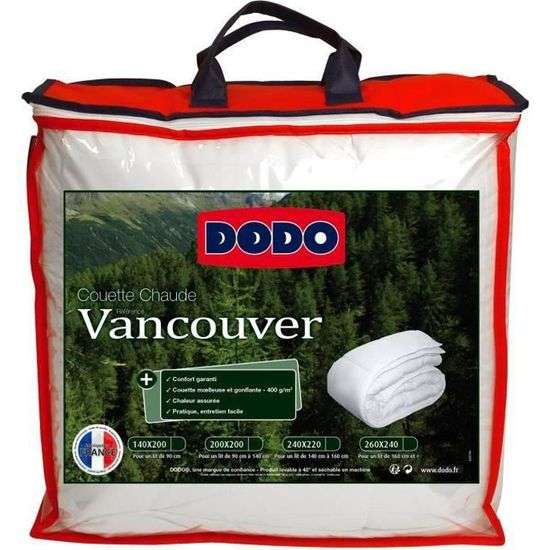 Couette chaude Dodo Vancouver - 400gr/m², 220x240 cm, blanc