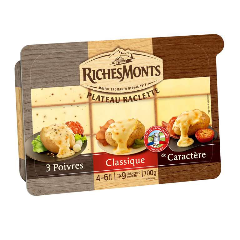Lot de 3 plateaux fromage à raclette Richesmonts - 3 x 700g (via BDR 1,70€) - Chateauroux (36)