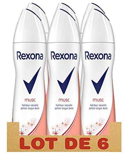 Lot de 6 Déodorants Femme Rexona Musc Fraîcheur Naturelle et Parfum Longue Durée - 6 x 200ml (Via Abonnement)