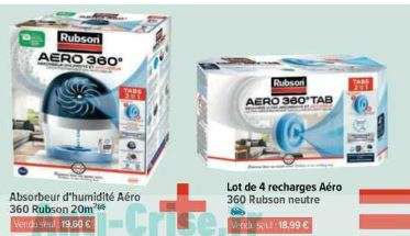 Absorbeur d'humidité Rubson Aero 360 + Lot de 4 recharges Aero