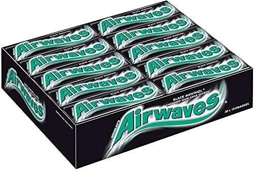 Boite de 30 Étuis de 10 dragées chewing-gum Airwaves Black Menthol - Sans sucres, 420 g