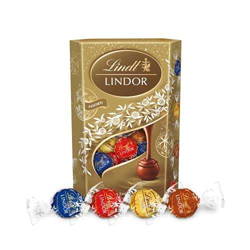 Cornet Lindor Assorti Lindt (Chocolat au Lait, Lait Noisettes, Noir et Blanc, Cœur Fondant) - 337g